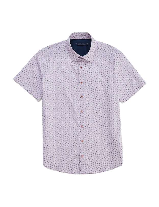 Purple flower short sleeve shirt, short sleeve shirt