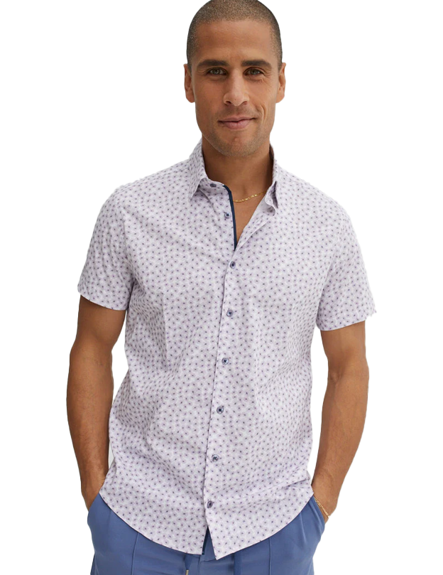 Purple Flower Print Poplin Shirt