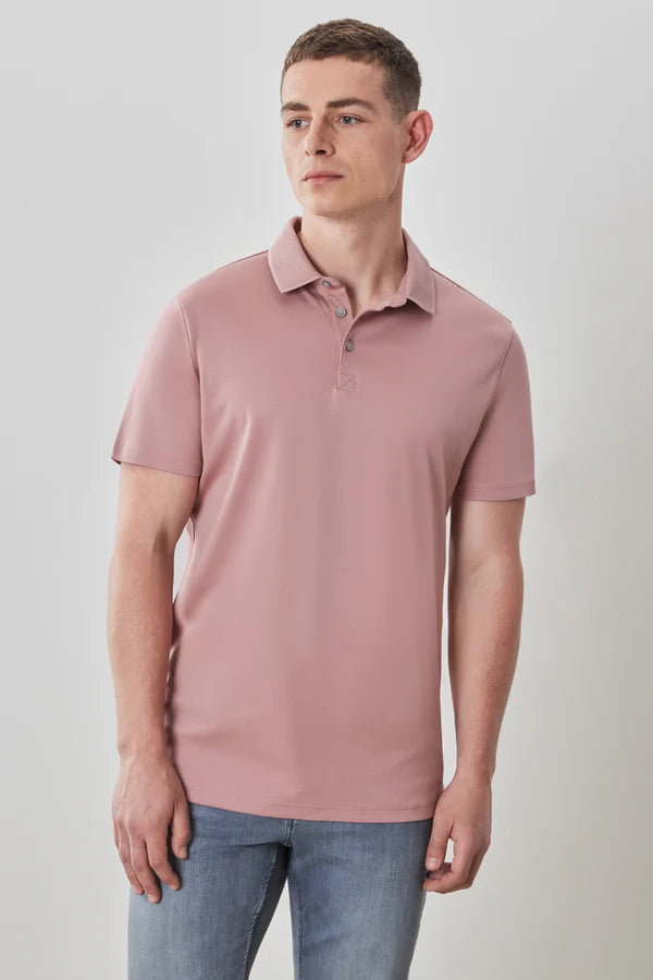 Georgia SS Textured Polo in Powder Coral
