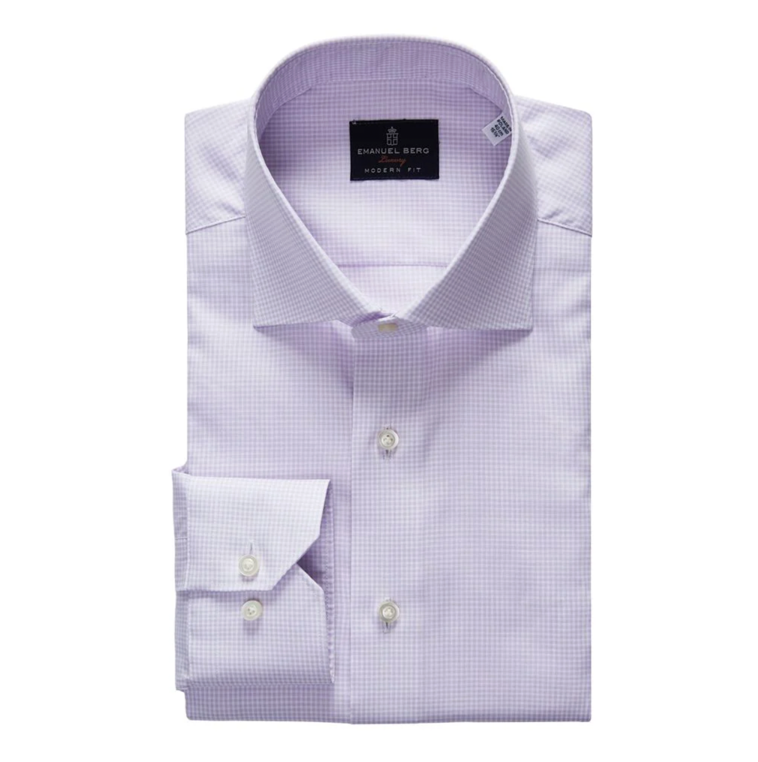 Natural Stretch Yoga Twill Premium Luxury Dress Shirt in Purple Check