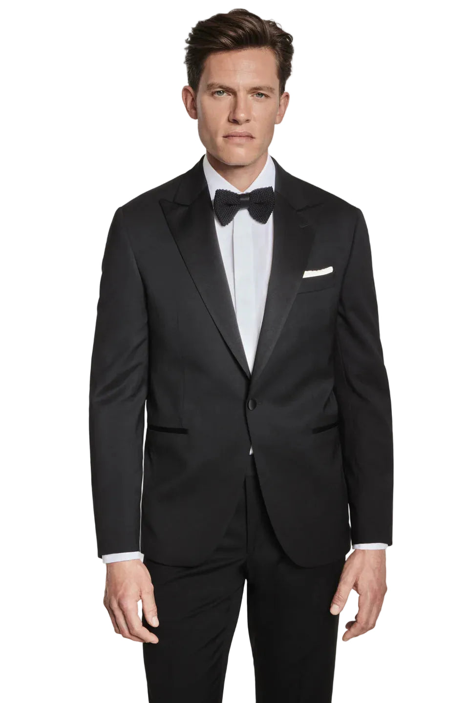 Black Solid Peak Lapel Tuxedo Jacket