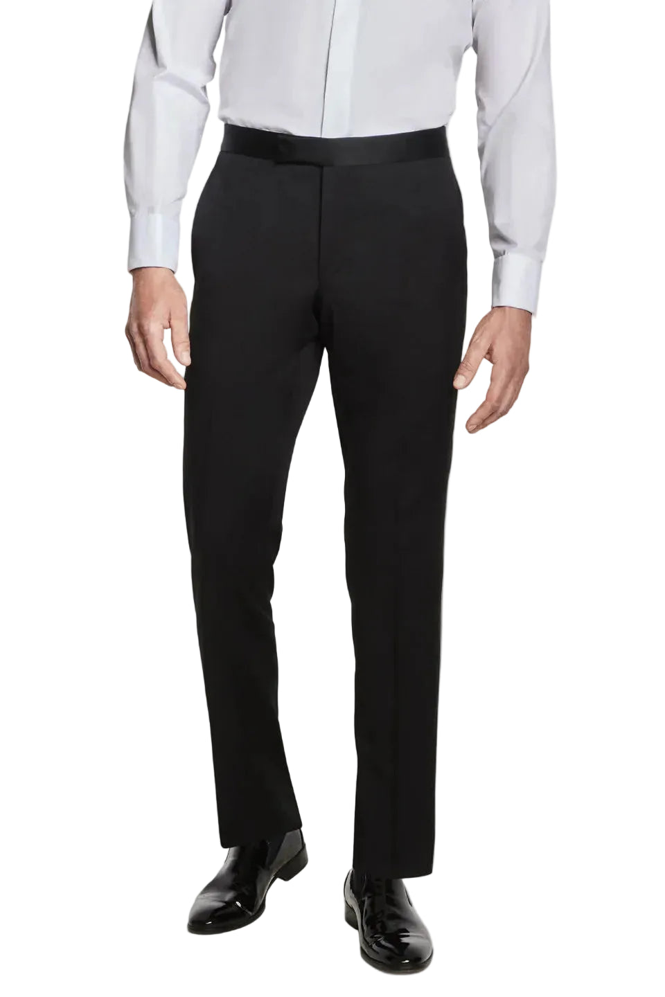 Black Solid Tuxedo Trouser