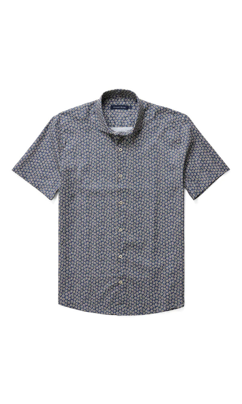 Navy Daisies short sleeve shirt 