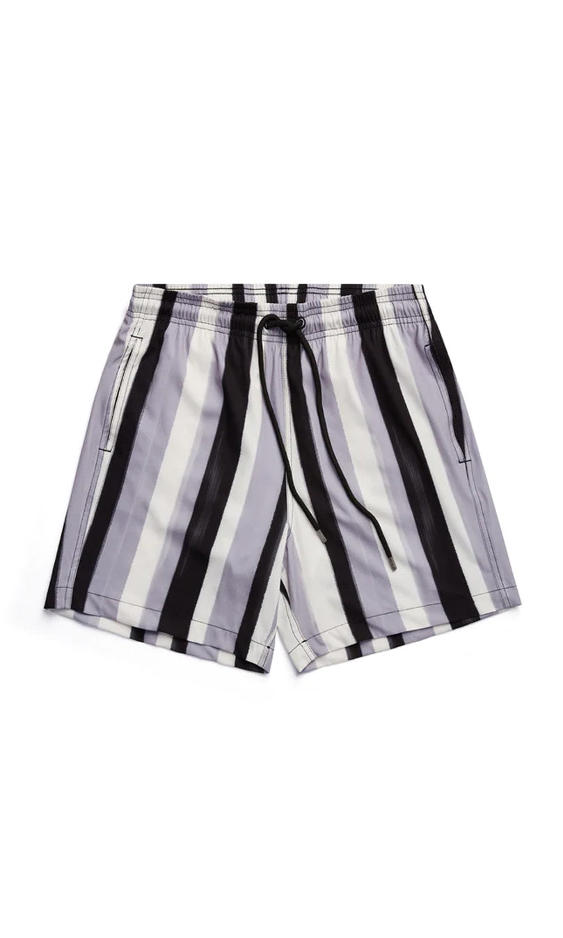 Black striped resort swim short