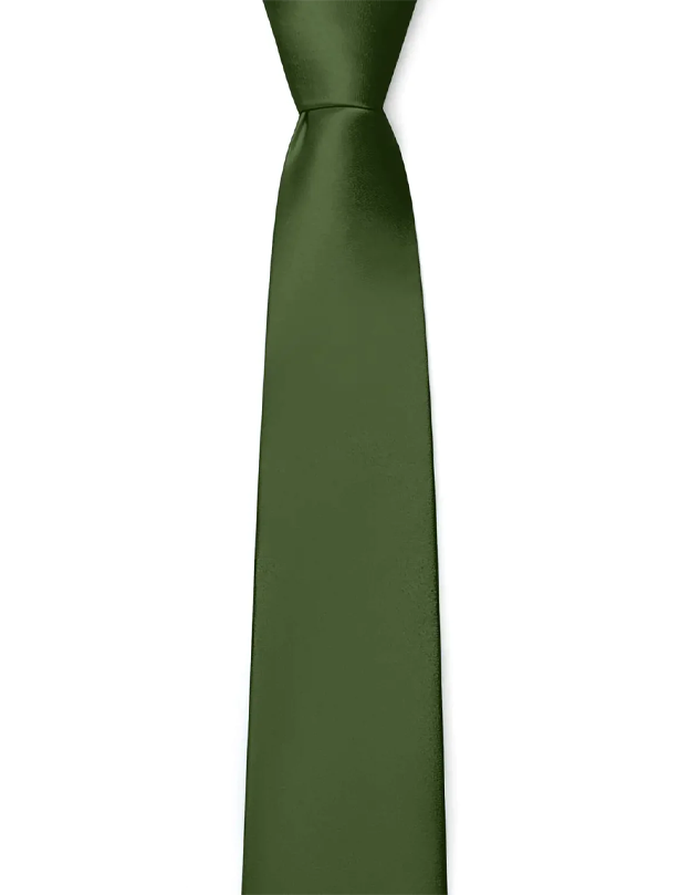 Satin Groomsmen Tie in Olive