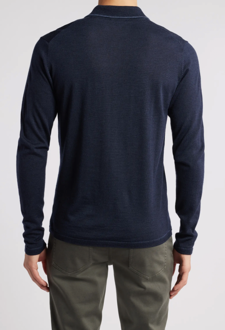 Roman LS Navy Knit Polo