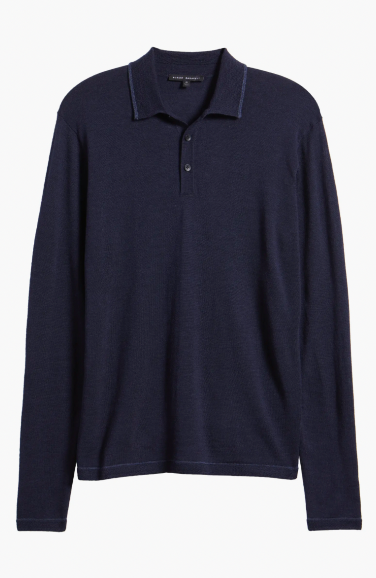 Roman LS Navy Knit Polo