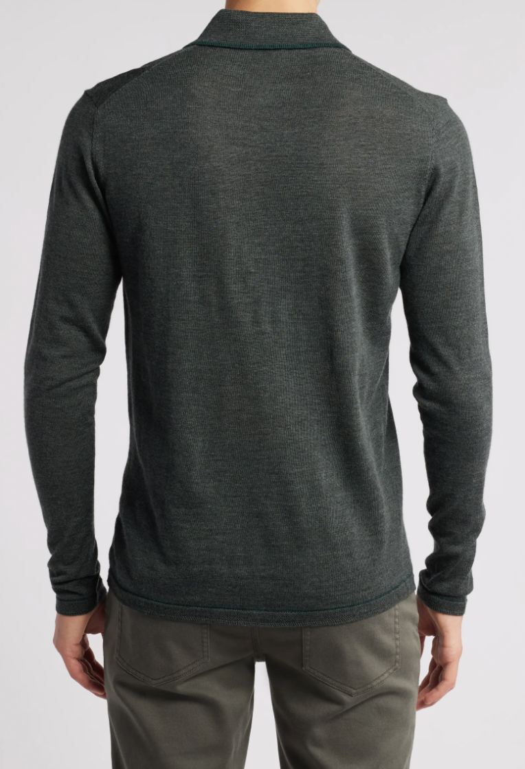 Roman LS Olive Knit Polo
