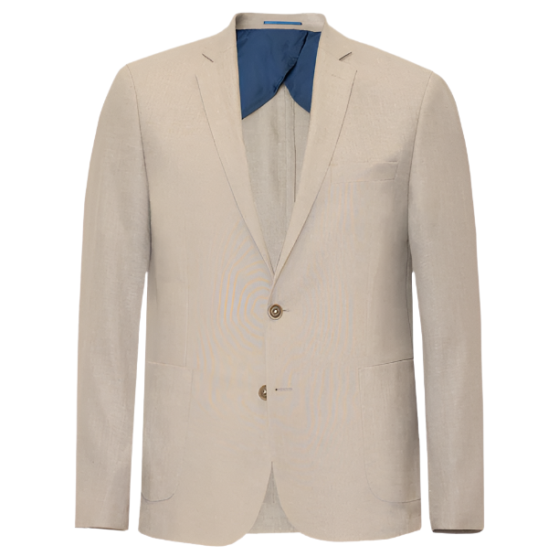 Beige Linen Stretch Modern Fit Suit Jacket