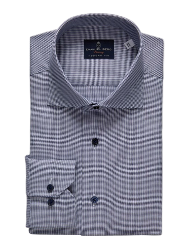 Natural Stretch Yoga Twill Premium Luxury Dress Shirt in Navy