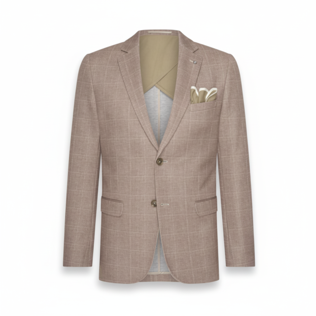 Taupe Check Stretch Sport Coat