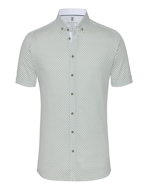 Short Sleeve Green Leaf Printed Shirt