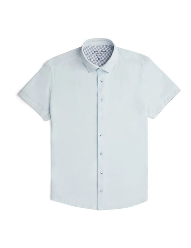 Short Sleeve Knit Shirt in Light Blue