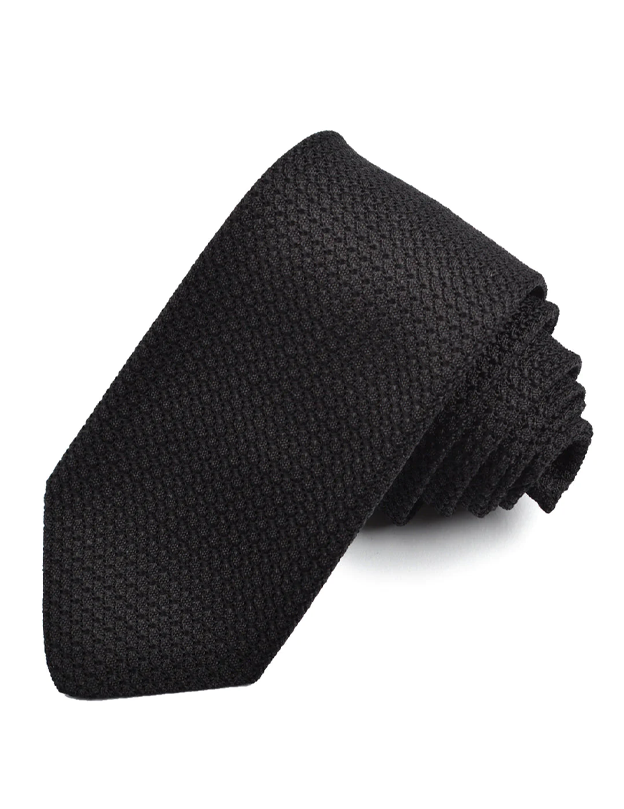 Silk Grenadine Textured Tie in Black