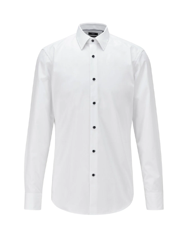 Slim-Fit Easy-Iron Dress Shirt w/ Contrast Buttons