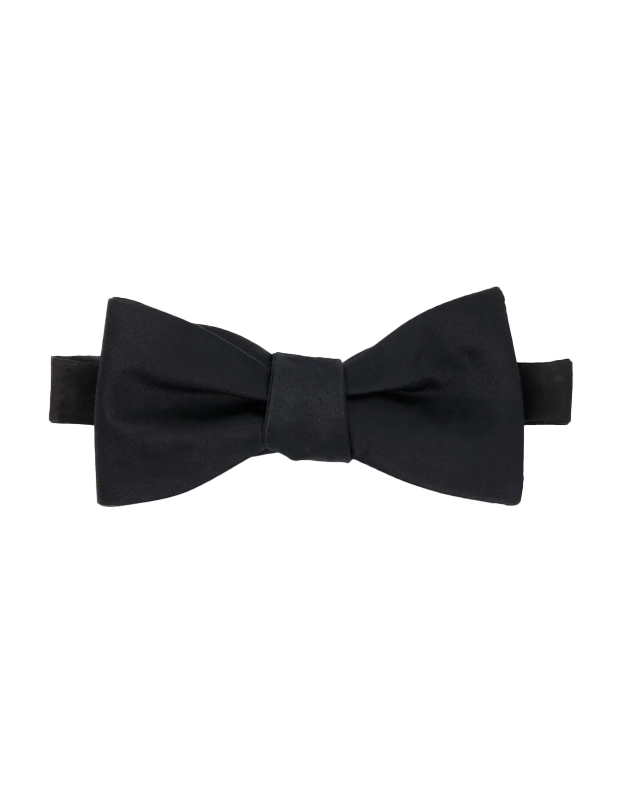 Solid Satin Black Bow Tie - Pre-Tied