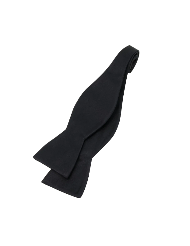 Solid Satin Black Bow Tie- Pre Tie