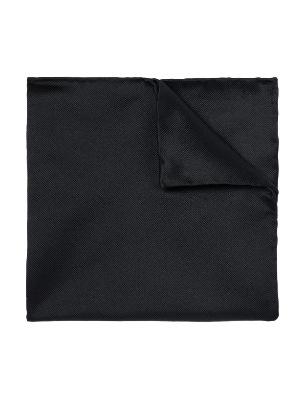 Solid Twill Black Pocket Square
