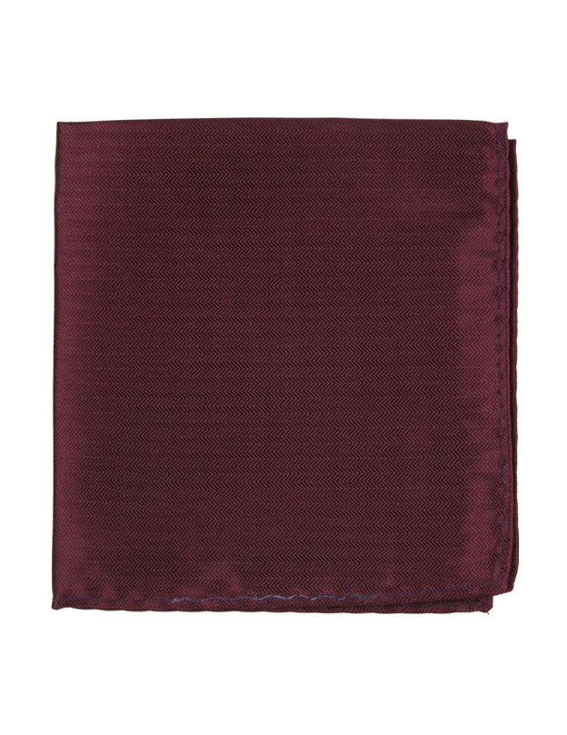 Sound Wave Herringbone Burgundy Pocket Square