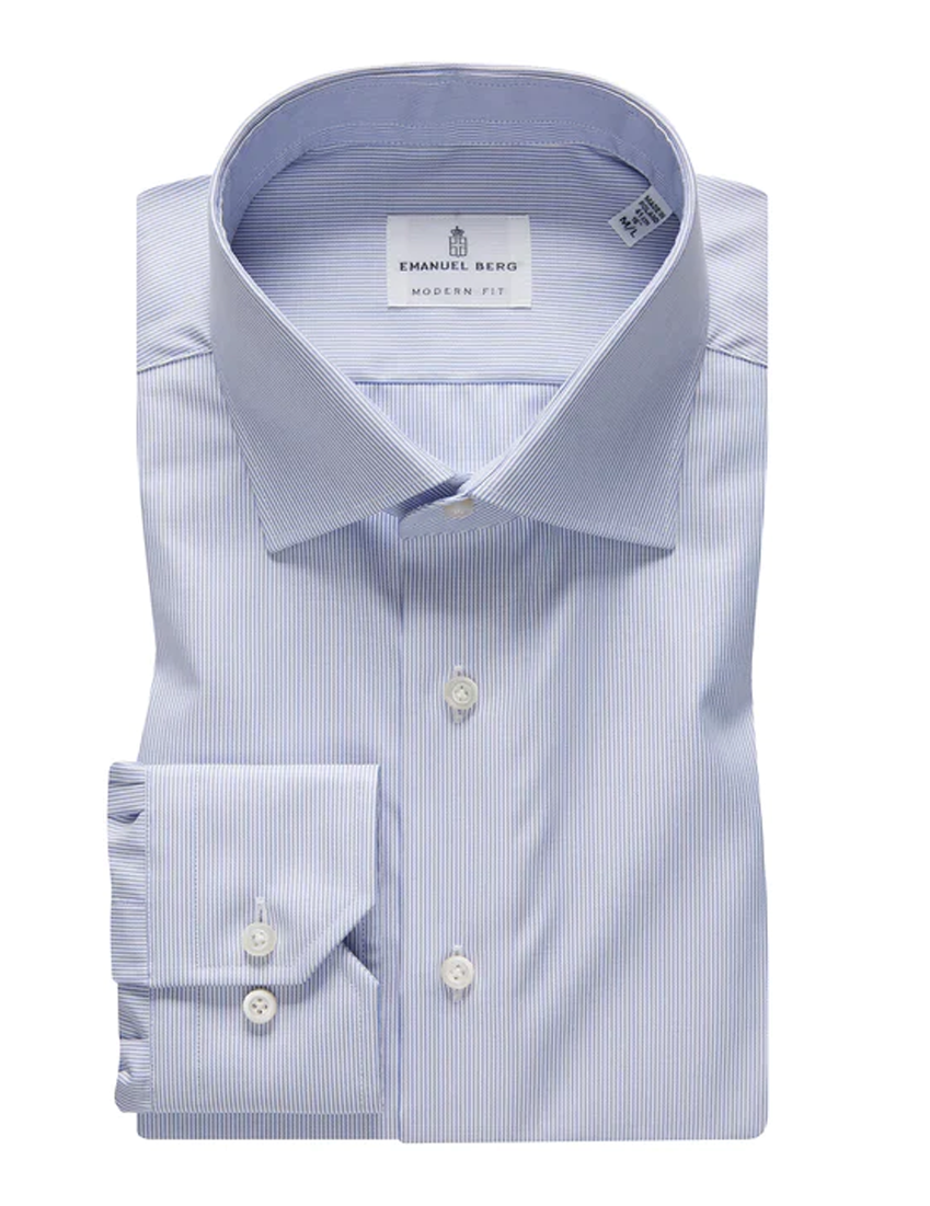 Traveller Dress Shirt in Powder Blue Pinstripe