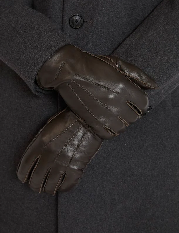 Dark brown leather gloves