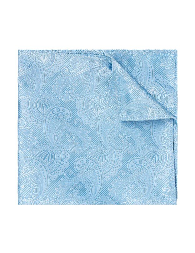 Twill Paisley Steel Blue Pocket Square