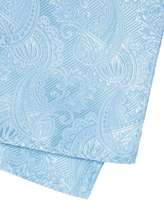 Twill Paisley Steel Blue Pocket Square