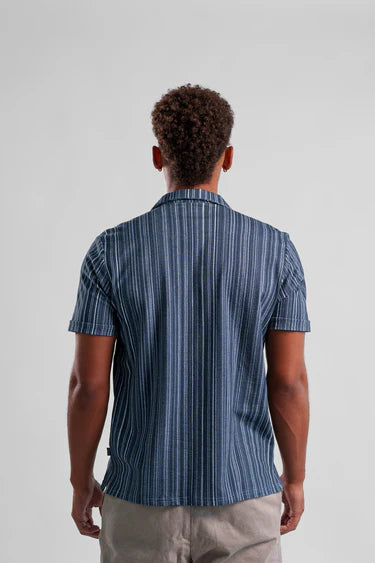 Dark Navy Vintage Striped Knit Resort Shirt