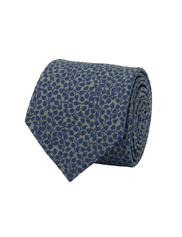 Vine Floral Tie in Green Blue