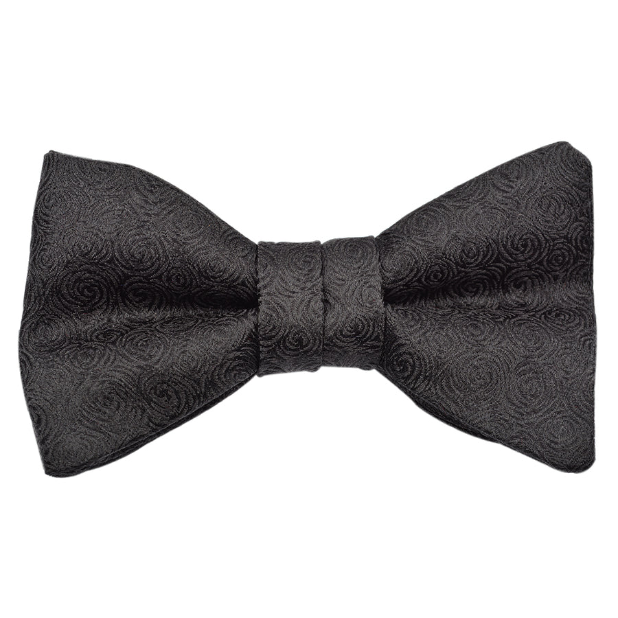 Textured Floral Silk Black Bow Tie