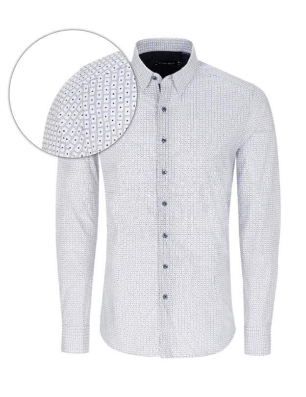 White Card Print Long Sleeve Shirt