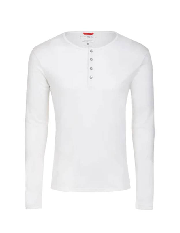 White Melange Knit Performance Henley