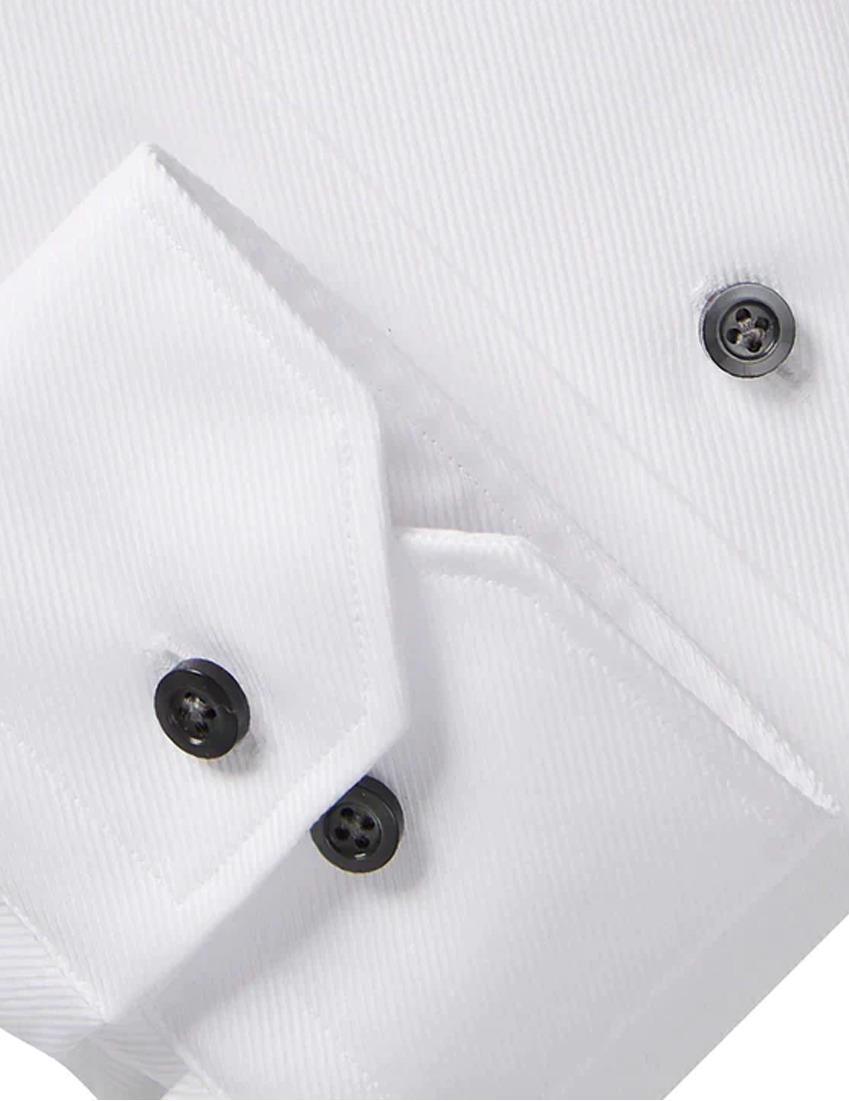 White Textured Twill Casual Dress Shirt