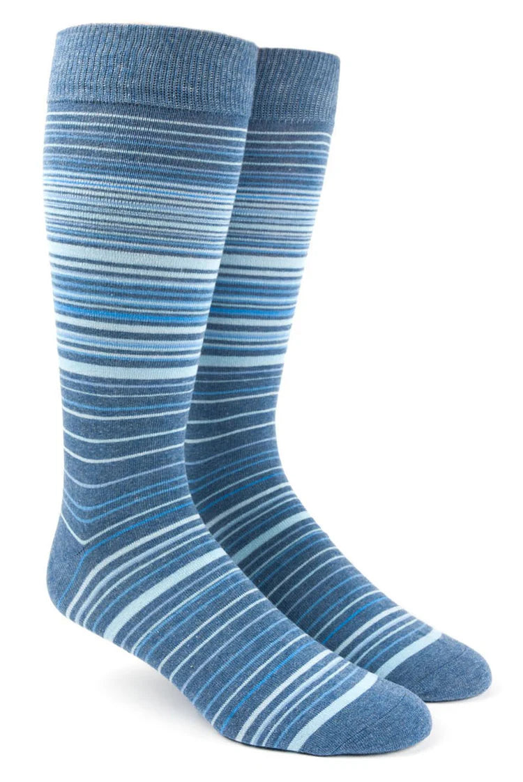 Multistripe Light Blue Dress Socks