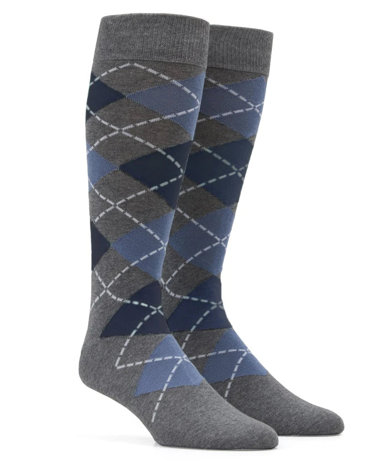 Argyle Slate Blue Dress Socks