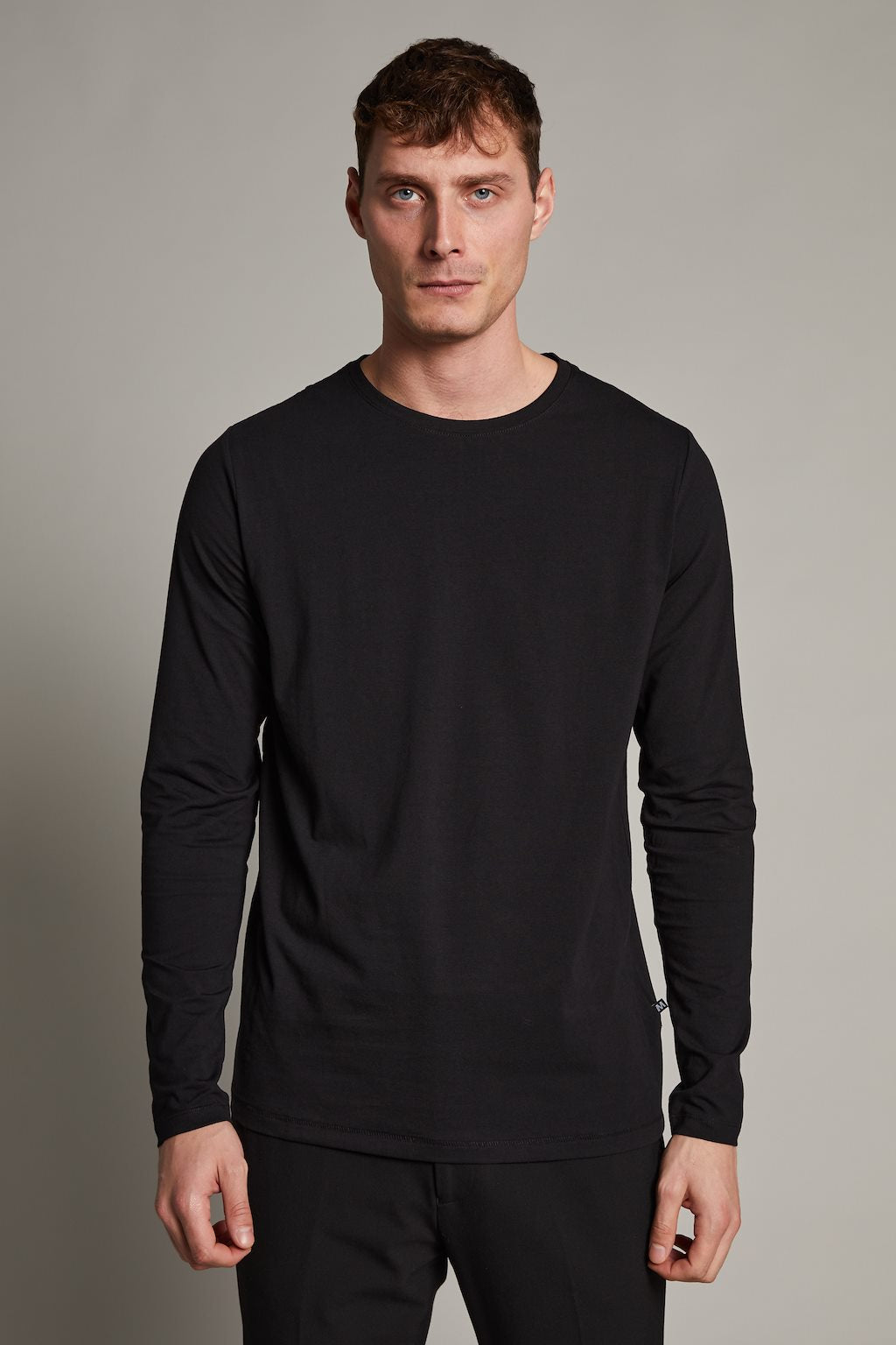 Jermalong Cotton Stretch LS T-Shirt in Black, long sleeve t shirt, men's long sleeve shirt