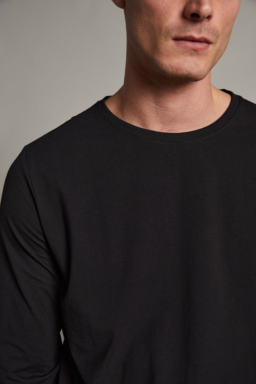 Jermalong Cotton Stretch LS T-Shirt in Black, long sleeve t shirt, men's long sleeve shirt