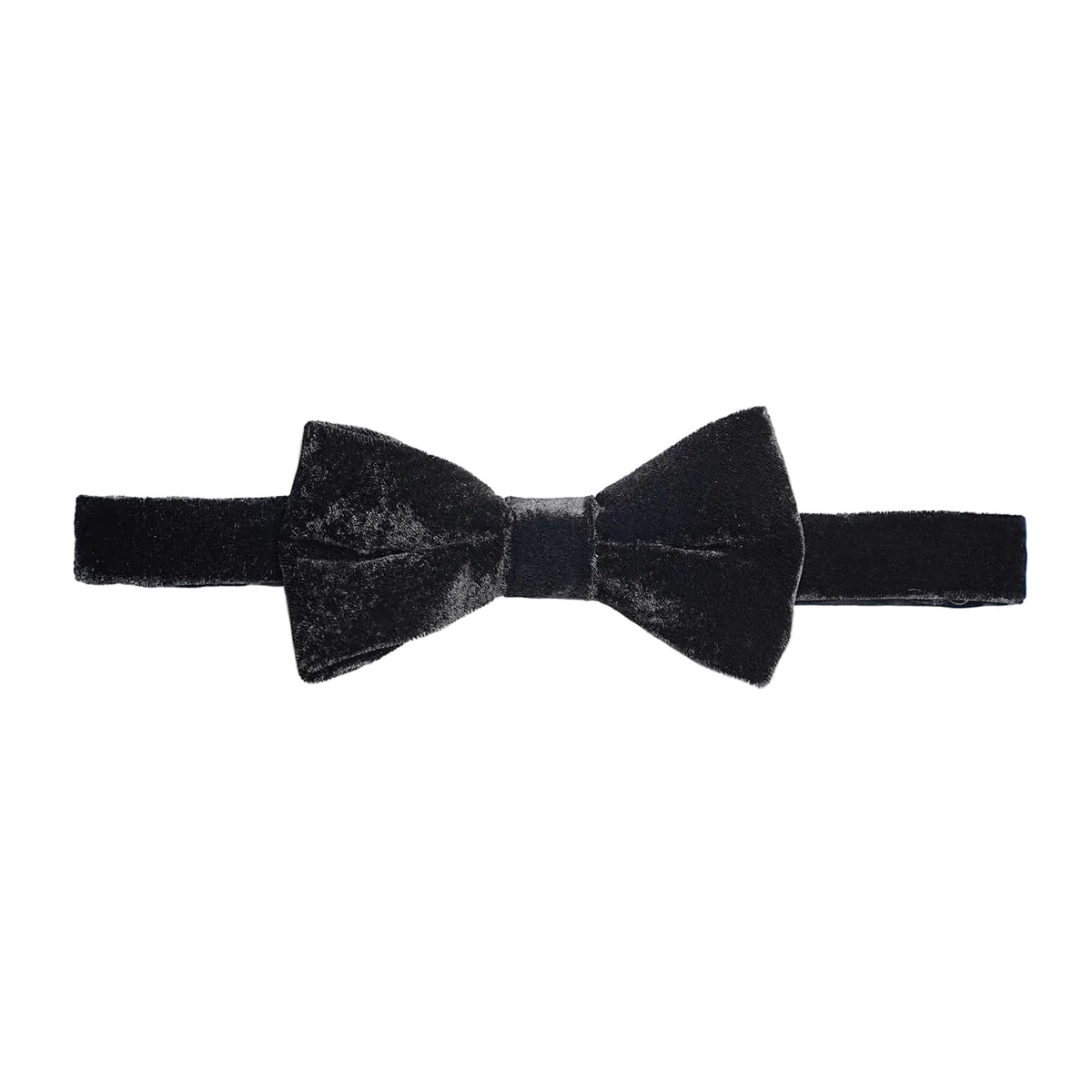 Black velvet bow tie on a white background