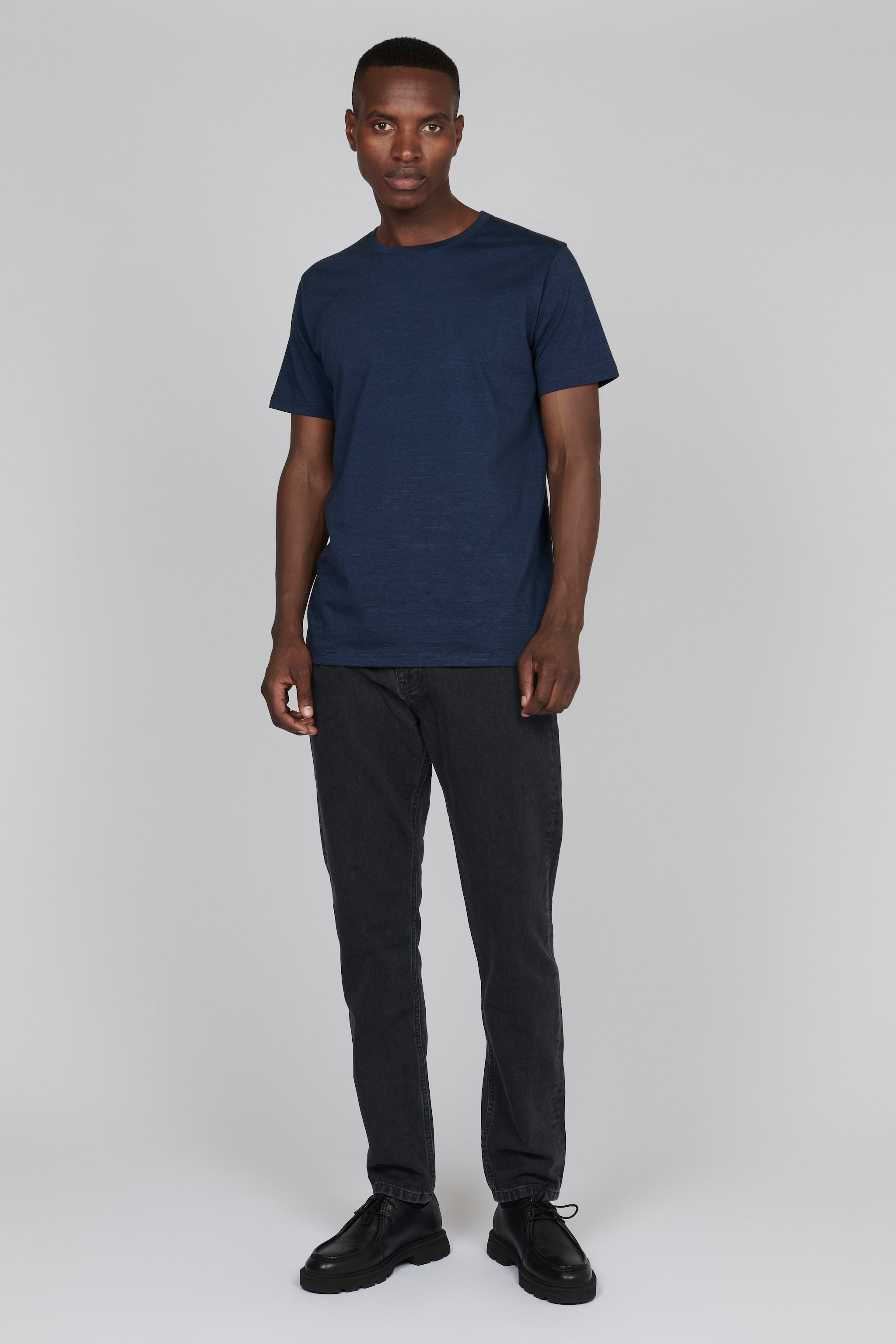 Jermane Mini Stripe T-Shirt in Sharp Blue, T shirts for men, stripe t shirts for men, t shirt design