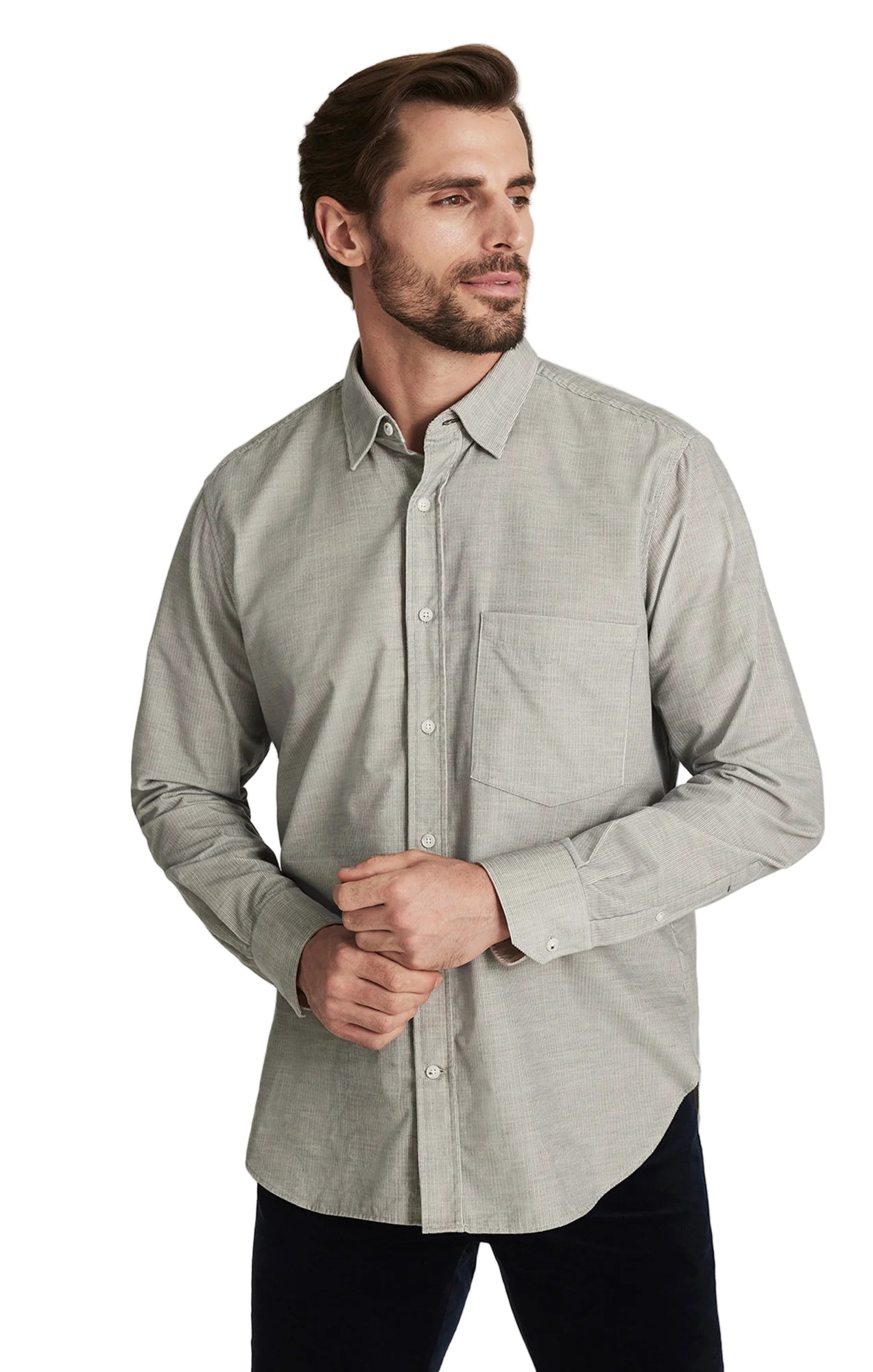 Corduroy Pocket Shirt in Grey