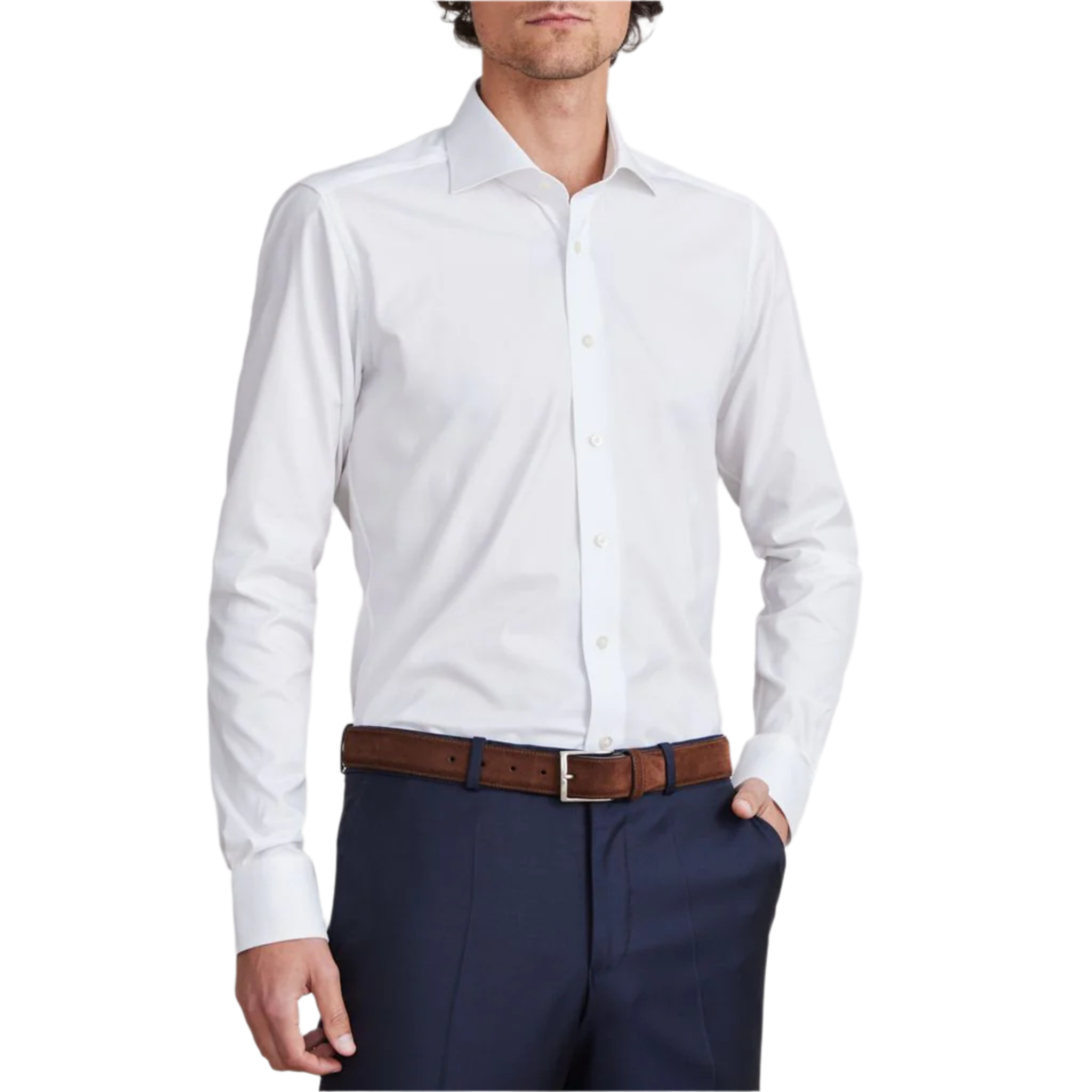 Natural Stretch Yoga Twill Premium Luxury Dress Shirt in White