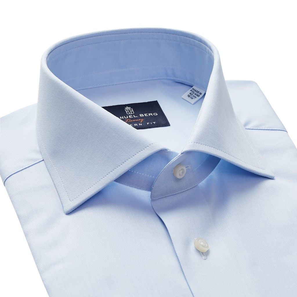 Natural Stretch Yoga Twill Premium Luxury Dress Shirt in Blue