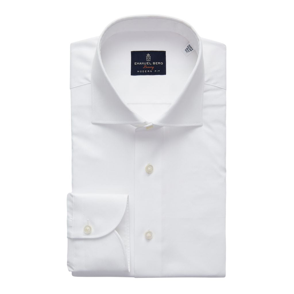 Natural Stretch Yoga Twill Premium Luxury Dress Shirt in White