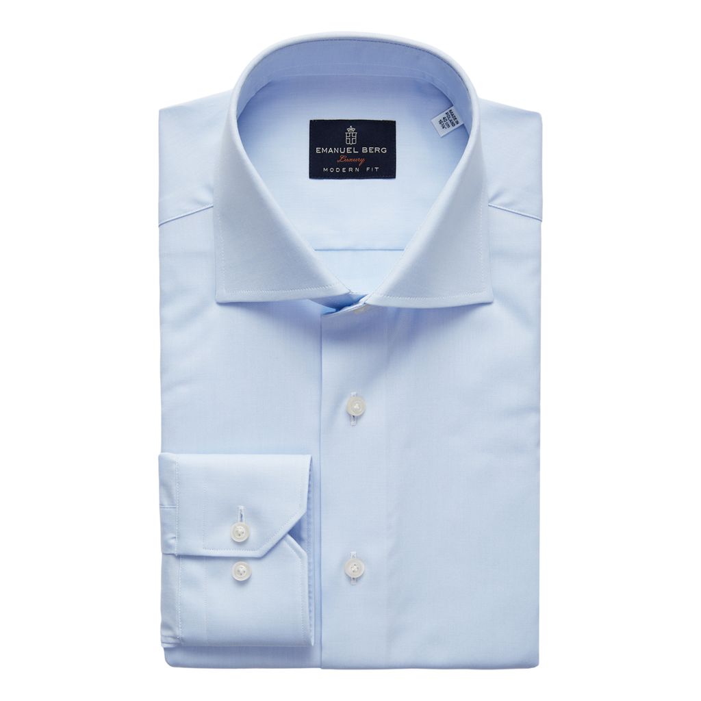 Natural Stretch Yoga Twill Premium Luxury Dress Shirt in Blue
