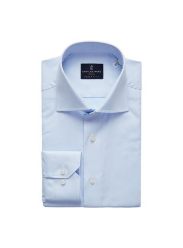 Natural Stretch Yoga Twill Premium Luxury Dress Shirt in Blue