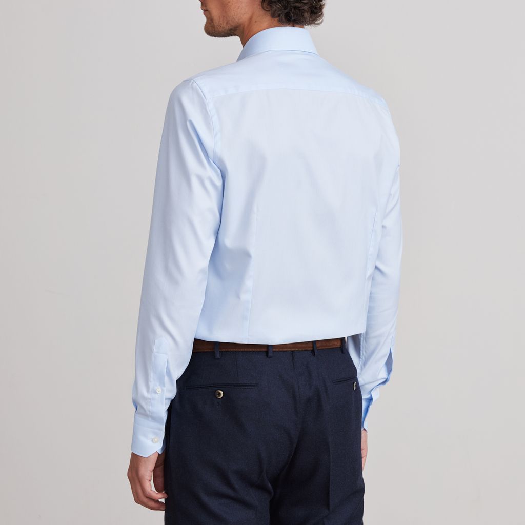 Natural Stretch Yoga Twill Premium Luxury Dress Shirt in Blue