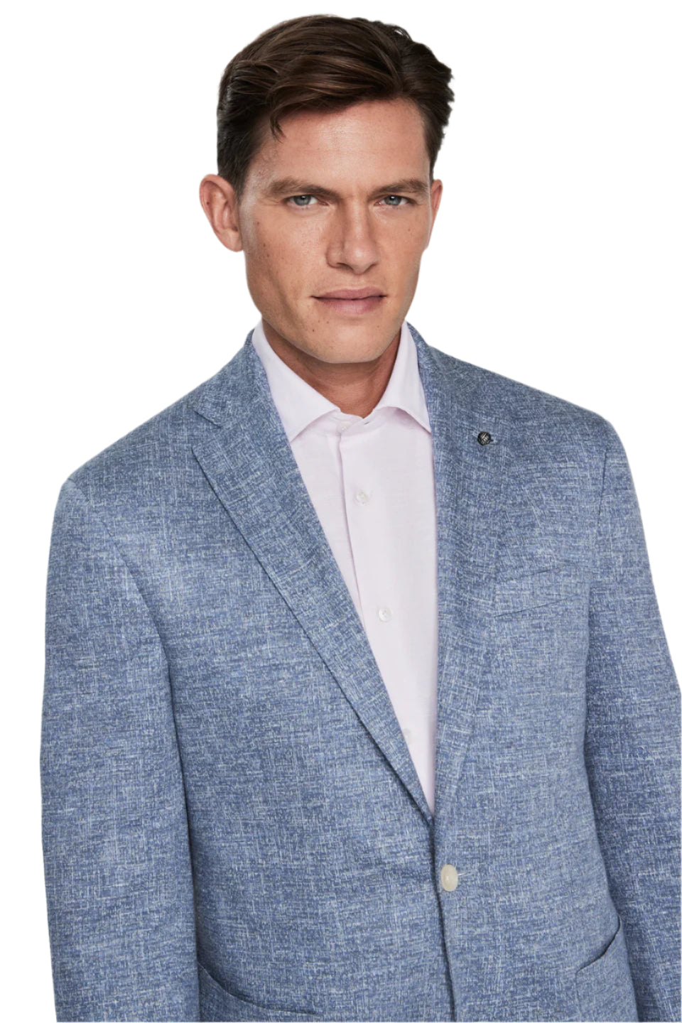 Slate Blue Melange Linen Knit Blazer