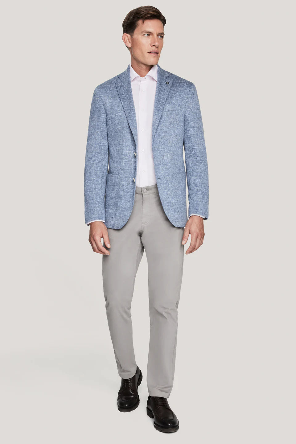 Slate Blue Melange Linen Knit Blazer