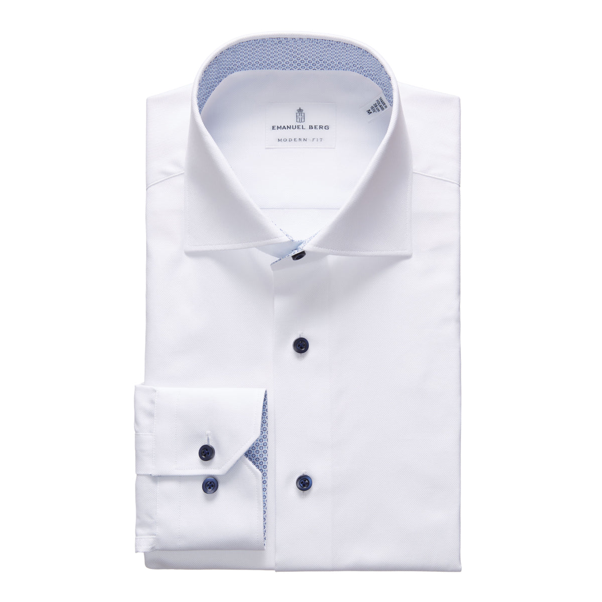 Solid Oxford White Dress Shirt Contrast Button