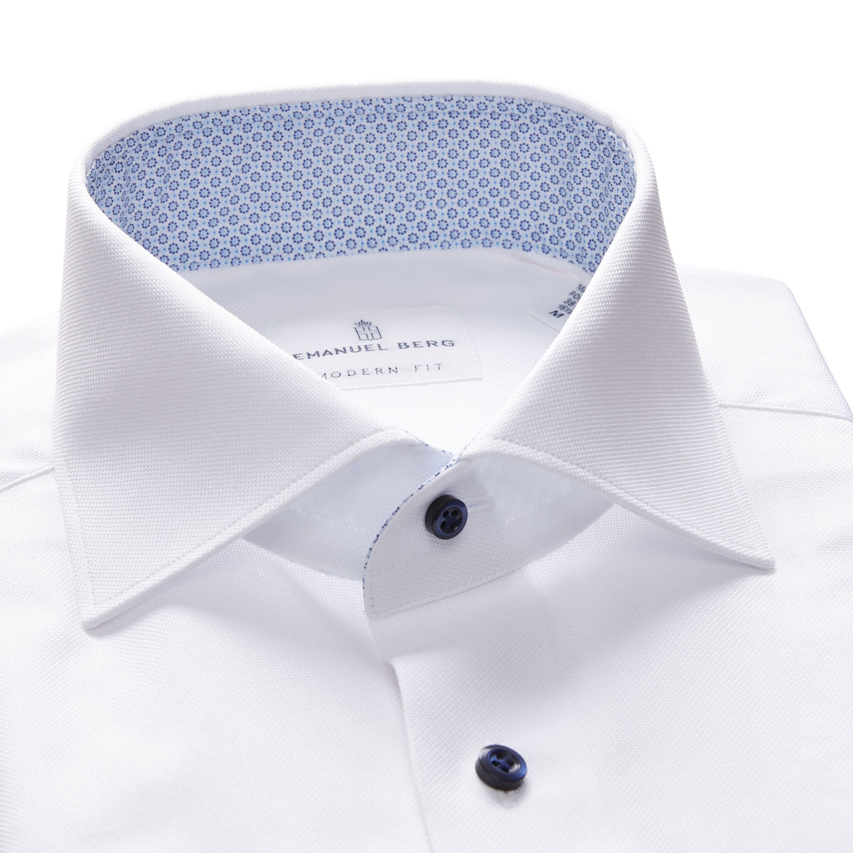 Solid Oxford White Dress Shirt Contrast Button